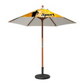 7' Round Wood Umbrella with 6 Ribs, Dye-Sublimation, Full Bleed
